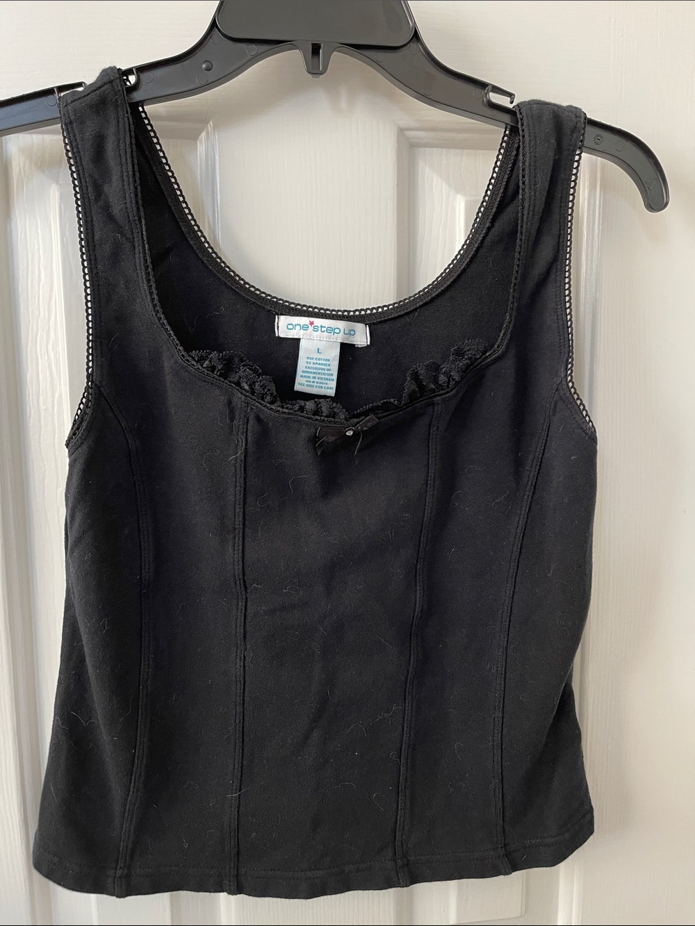 One Step Ahead Black Lace-Trim Tank